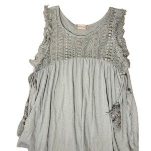 Altar'd State Pale Blue/Green Bohemian Knit Tank Blouse - Size M